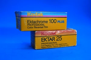 2 Sealed Rolls of Kodak Expired 120 Color Film - Ektachrome 100 Plus & Ektar 25 - Picture 1 of 4