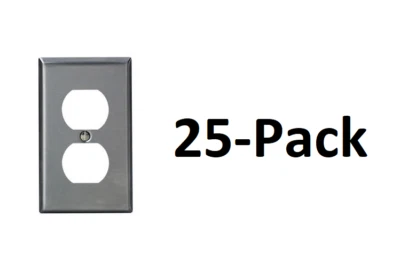 *PAQUETE DE 25* Placa de pared dúplex de acero inoxidable Leviton 84003-40 tamaño estándar de 1 velocidad Foto 1 de 4
