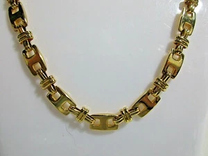 Collar de eslabones rectangulares planos tono dorado de 17" cierre de langosta de 1/4" de ancho - Imagen 1 de 5