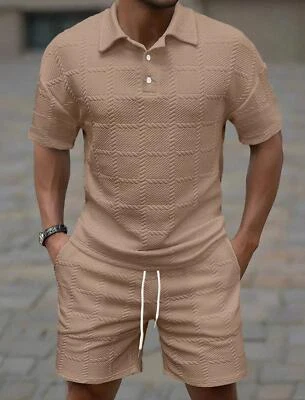 Conjunto de 2 piezas de chándal para hombre camiseta corta pantalones cortos sudadera conjunto Foto 1 de 4