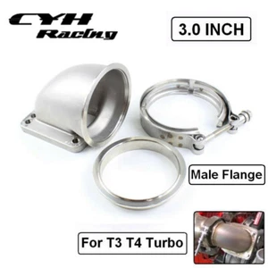 3" V-band 90 Degree Cast Flange Adapter Converter + 3" Clamp and  Male Flange - Picture 1 of 6