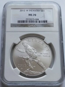 2012-W Infantry Silver Commemorative S$1 - NGC MS 70, West Point Mint - Picture 1 of 4