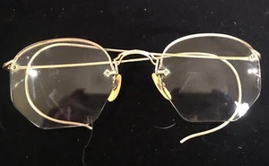 VINTAGE American Optical EYEGLASSES 1/10 12kt GF Octagon Lenses - 4 5/8” Nice - Picture 1 of 13