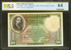 1000 Pesetas. 25 de Abril de 1931. Sin serie. (Edifil 2017: 362, Pick: 84Aa). E - Picture 1 of 2