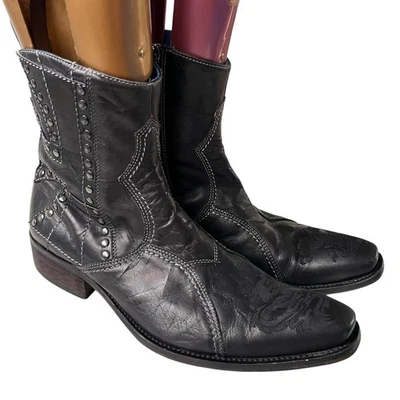 Mark Nason dragon boots US mens 10 black leather studded Rock Lives biker - Image 1 of 4