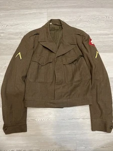 1944 WW2 US Military Wool Field Jacket 38L army vtg 40s Brown 4th Army - Picture 1 of 17