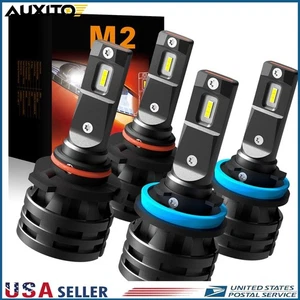 AUXITO 4X 9005+H11 LED Combo CSP Headlight Kit Light Bulbs Hi Low Beam H - Picture 1 of 7