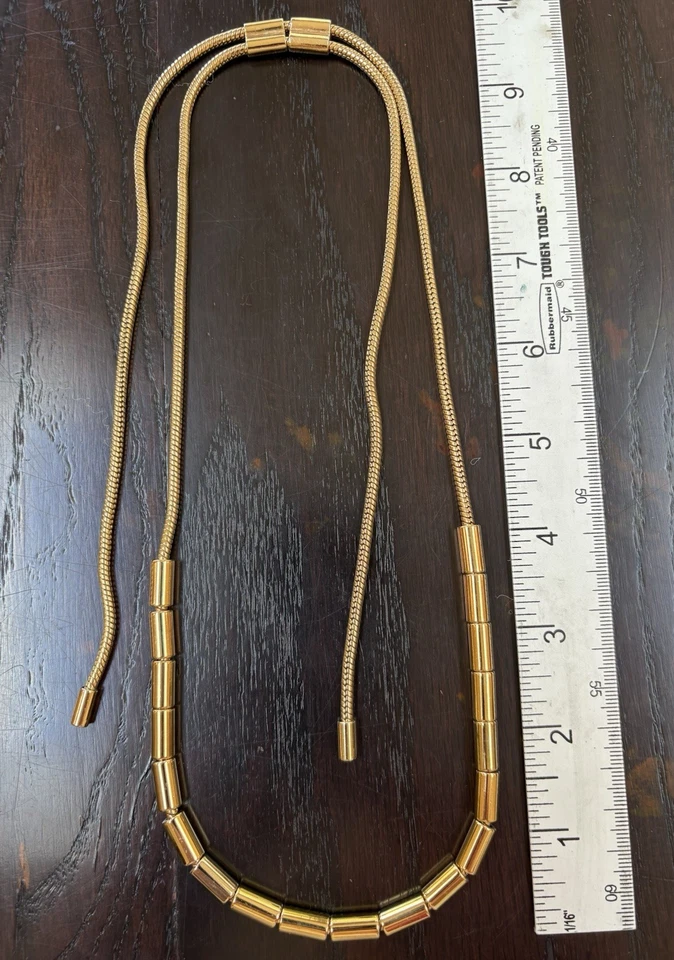 IMPRESIONANTE Collar Michael Kors Ajustable Tono Dorado BARRIL Y CUERDA Moda, 36" L Foto 1 de 4