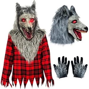 Childrens Kids Werewolf Scary Fancy Dress Costume Halloween Outfit Boys Girls - Picture 1 of 5