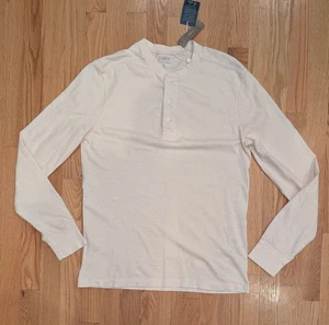 J. Crew Hombre Prenda Teñida Slub Algodón Henley Neutro Crema Mediana Nuevo con Etiquetas - Imagen 1 de 8