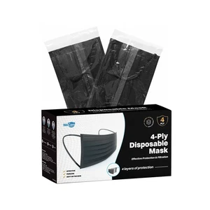 WeCare 4-ply Disposable Face Mask Adult Classic Black 50/Box (WMN100086) - Picture 1 of 7