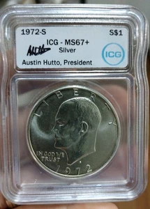 1972-S Eisenhower Dollar Silver MS 6 7+ ICG "Austin Hutto" Signed. Great Coin!! - Picture 1 of 4