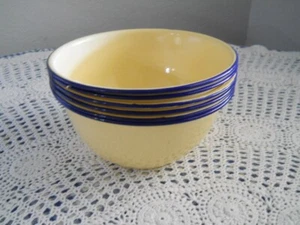 Pottery Barn Enamelware Tin Bowl Picnic Camping Lunch Yellow & Blue - Set of 6 - Picture 1 of 3