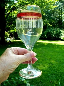 4 Vintage neue griechische Schlüssel Rubin Flash Kristall Wasser/Wein Stiele mit Aufkleber Italien - Bild 1 von 3