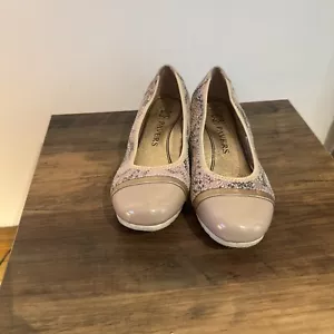 Pavers Rosy Beige Patent & Animal Print Wedge Comfort Pumps Ladies UK 5 EU 38 - Picture 1 of 8