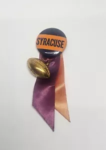 Vintage 1950er/60er Syracuse Universität Fußball Knopfstift mit Band & Ball - Bild 1 von 3