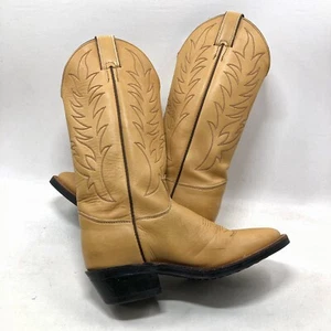 Justin Natural Mule Hide Western Work Boots 7 D USA Made Oil Resist Cowboy - Picture 1 of 12