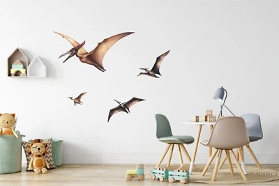 Juego de calcomanías de pared de dinosaurio pterodáctilo acuarela pegatina de pared de tela extraíble Foto 1 de 4