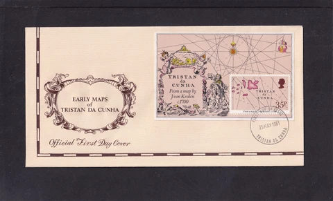 Tristan da Cunha 1981 Early Maps of Tristan miniature sheet First Day Cover FDC Cover