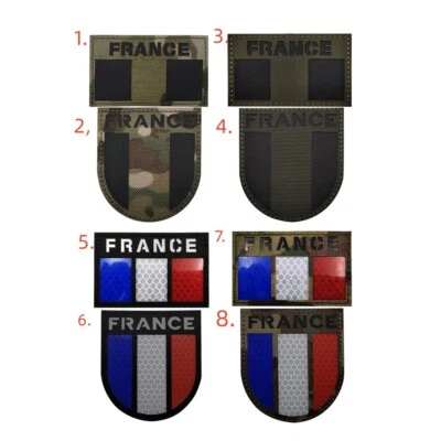 IR Reflective EU France National Flag Shield Patch Hook Loop Back Fastener Badge - Image 1 of 4