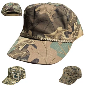 Cotton Twill Camouflage Camo 5 Panel Baseball Hats Caps Hunting Fishing Woodland - Picture 1 of 13