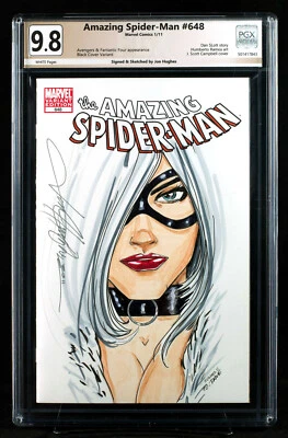 ASM 648 PGX 9.8 NM/MT Near Mint BLACK CAT Original Sketch Cover by JON HUGHES!!! - Image 1 of 4