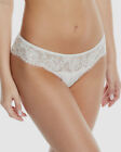 $217 I.D. Sarrieri Women White Fantasia Satin Lace Thong Underwear US Size 8-10
