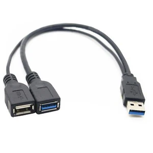 USB 3.0 Male To 2 USB Female Data Hub Power Adapter Y Splitter Charging Cable a - Picture 1 of 10