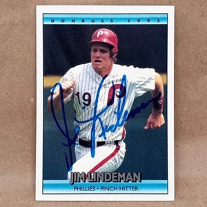1992 Donruss #701 Jim Lindeman SIGNIERTE Philadelphia Phillies Autogrammkarte - Bild 1 von 3