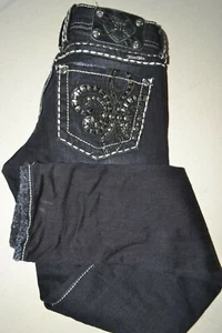 Miss Me Women's Skinny Embellished Thick Stitch Black Jeans Sz 26x31 - Picture 1 of 12