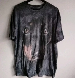 The Mountain Size Large Black Tie-dye Datsun Dog Head Short Sleeve Shirt - Picture 1 of 8