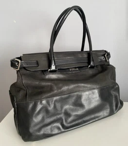Furla große Tasche Leder Schultertasche Doppelhenkel schwarz - Bild 1 von 11