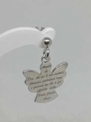 Orecchini ANGELO PREGHIERA ARGENTO 925 RODIATO chiusura PERNO CON FARFALLINA - Immagine 1 di 3