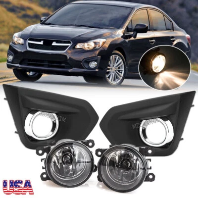 For 2012-2014 Subaru Impreza Front Bumper Fog Lights Lamps w/ Cover Bezel Trim - Image 1 of 4