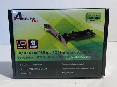 Airlink 101 1x RJ-45 10/100/1000Mpbs PCI Network Adapter Card AG32PCIV2 New - Image 1 of 4