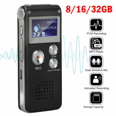 Rechargeable LCD Digital Audio Sound Voice Recorder Dictaphone MP3 Player NEW - Image 1 of 4