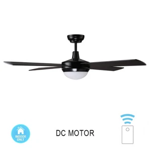 Modern Ceiling Fan with Lamp 4 Blades Fan 6-Speed Remote Control DC Motor Black - Picture 1 of 9