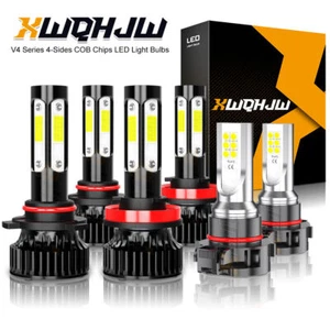 For GMC Sierra 1500 2500 3500 2007-2013 White Led Headlights Fog Light bulbs Kit - Picture 1 of 12