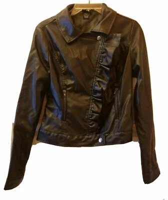 Y2K Rue 21 Negro Imitación Cuero Negro Volantes Detalle Frontal Cortado Medidas Talla Pequeña  Foto 1 de 4