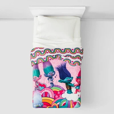 NEW DreamWorks Trolls Peace & Rainbows Microfiber Comforter - Twin - Image 1 of 4