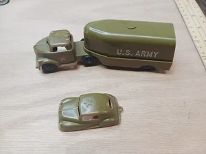 Vintage Army Plastic Toy Truck And Car Set By PYRO Made In USA Old Antique... - Picture 1 of 17