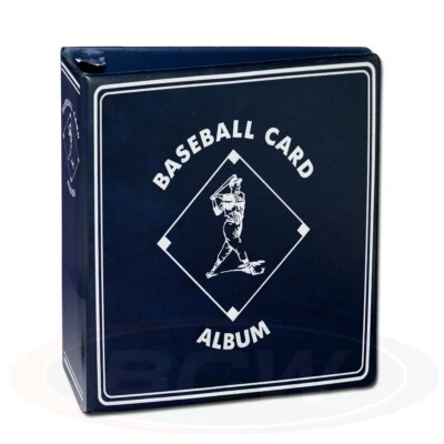 Carpeta de colección de tarjetas de béisbol BCW 3" carpeta azul para 90 páginas anillos 3D Foto 1 de 4