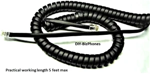 Fanvil Phone Handset Cord SIP IP VoIP X3U X5U X210 X7C Receiver Curly Black 9Ft - Picture 1 of 2