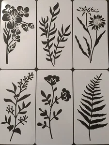 6 Stck. Wildblumenschablonen Blumenblatt Kräuter Blume 6 Zoll x 3 Zoll Herbst Frühlingsmalerei - Bild 1 von 3