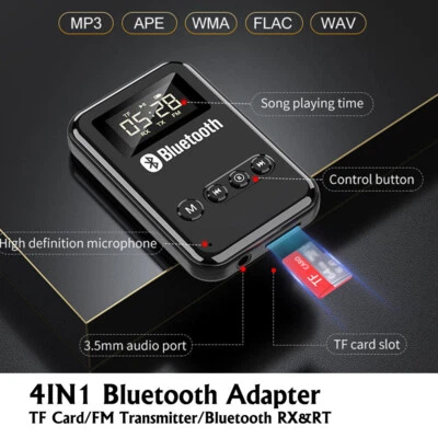4in1 FM Transmitter Bluetooth Receiver Wireless Home TV Car Stereo Audio Adapter - Image 1 of 4