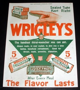 1919 OLD MAGAZINE PRINT AD, WRIGLEY'S GUM AFTER EVERY MEAL, THE FLAVOR LASTS! - Picture 1 of 1