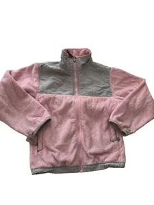 THE NORTH FACE Full Zip Up Pink & Gray Fleece Jacket Girl's Size Small - Picture 1 of 10