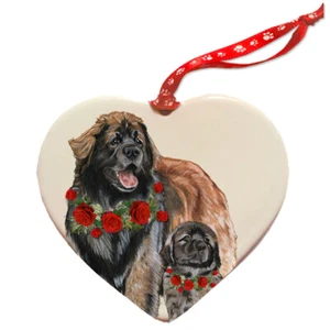 Leonberger Porcelain Valentine's Day Heart Ornament Pet Gift - Picture 1 of 2