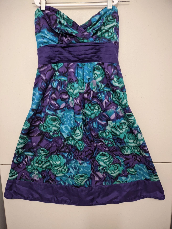 Vestido Moulinette Soeurs Mujer 0 Púrpura Sin Tirantes Acampanado Imperio Floral Geométrico Foto 1 de 4