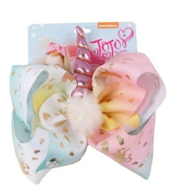 Lazo JoJo grande unicornio moño de pelo con clip de cocodrilo para sujeción segura NUEVO Foto 1 de 3